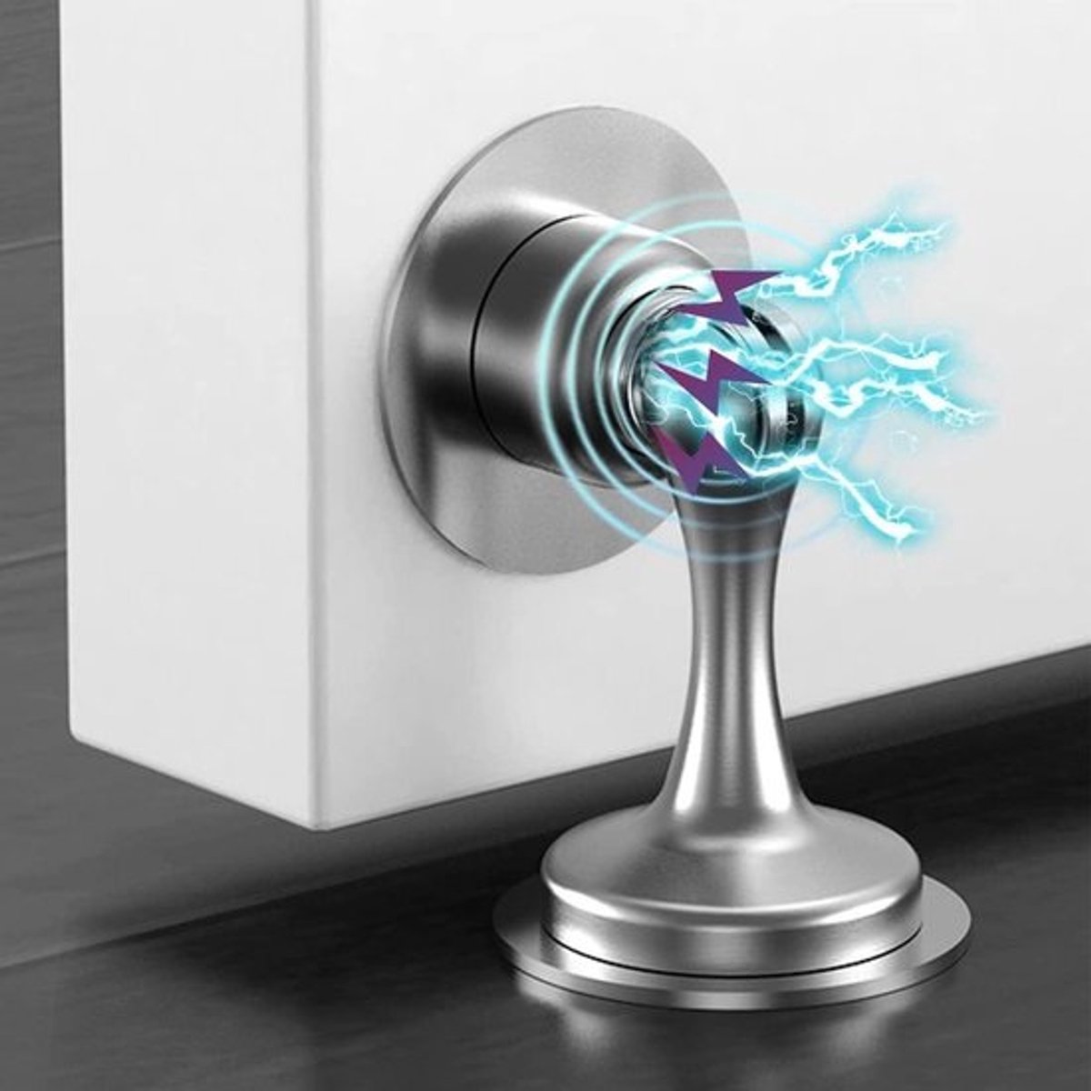 Deurstopper roestvrij staal magnetisch zelfklevend - zware magnetische deurhouder met sterke vloerdeurstopper - wandgemonteerde deurstop buiten - houder met vangfunctie (1)