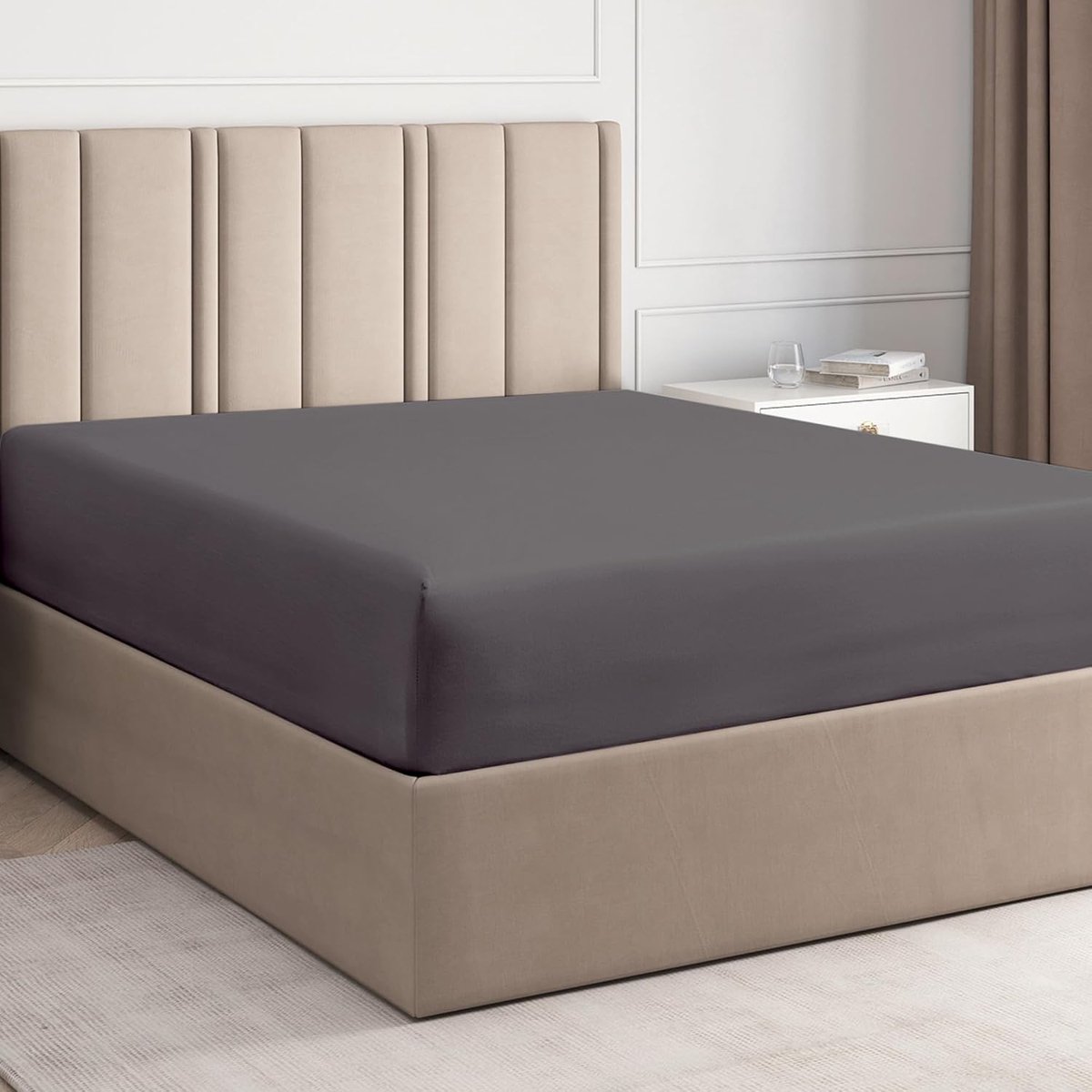 Hoeslaken 90x190 Donkergrijs 30 cm Diepte - Luxueus Past op Matrassen tot 30 cm (12") Hoog - Zacht, Kreukvrij en Ademend Hoeslaken - 90x190 - Enkelvoudige Verpakking - OEKO-TEX Gecertificeerd