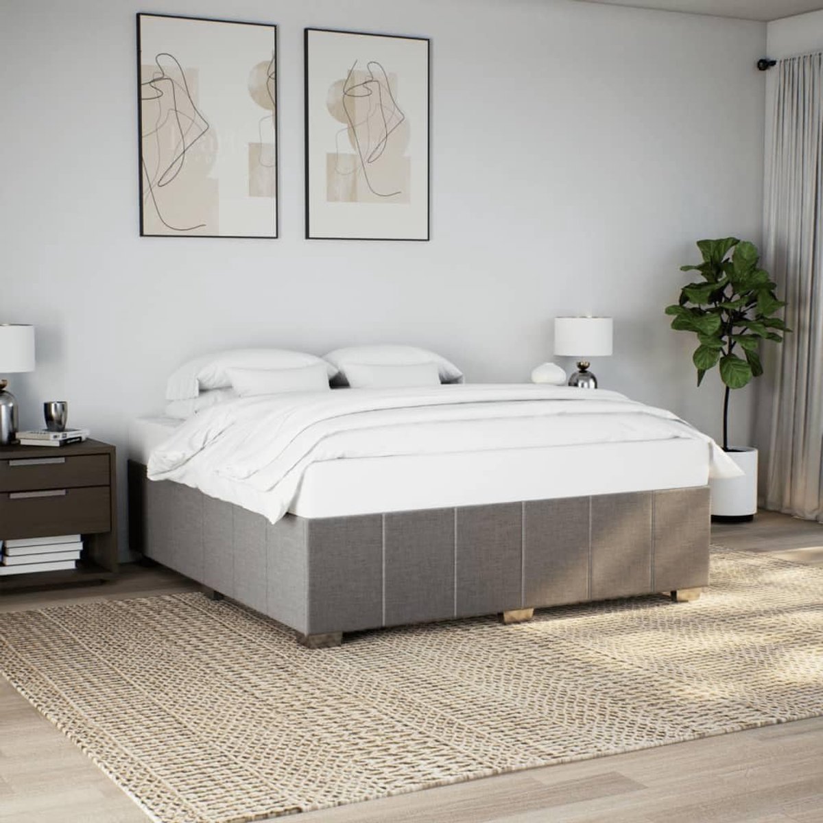 Polyesterweefsel lattenbodem bedframe taupe 200x200 cm