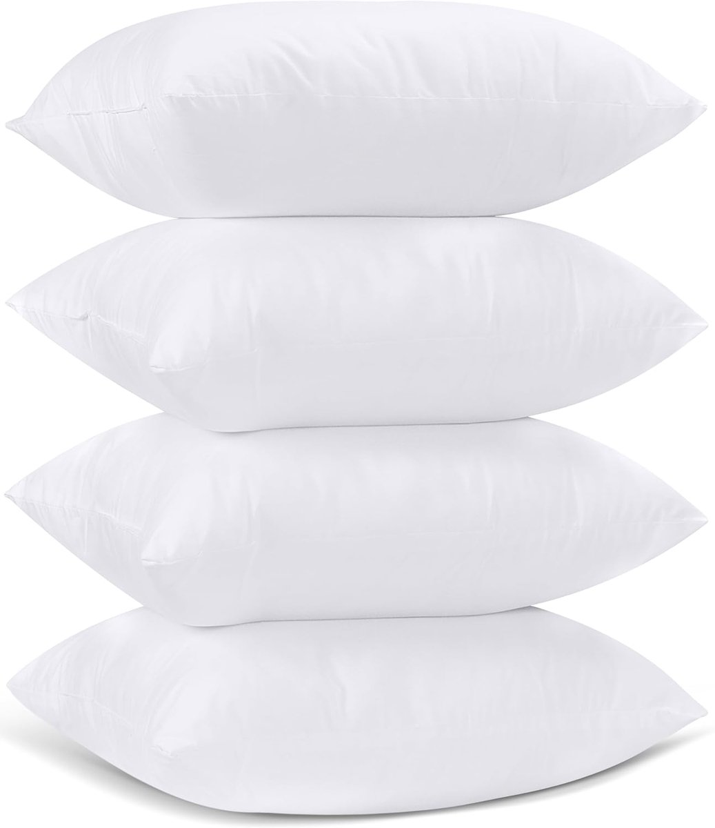 Sierkussens 40x40 cm, set van 4, voor bank en slaapkamer, wit