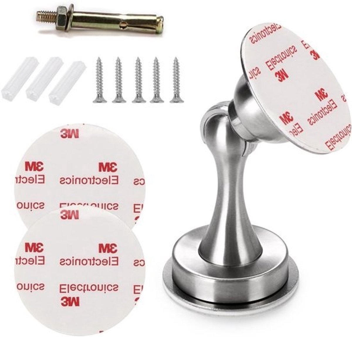 Deurstopper - magnetische zilverkleurige variant met sterke magneet
