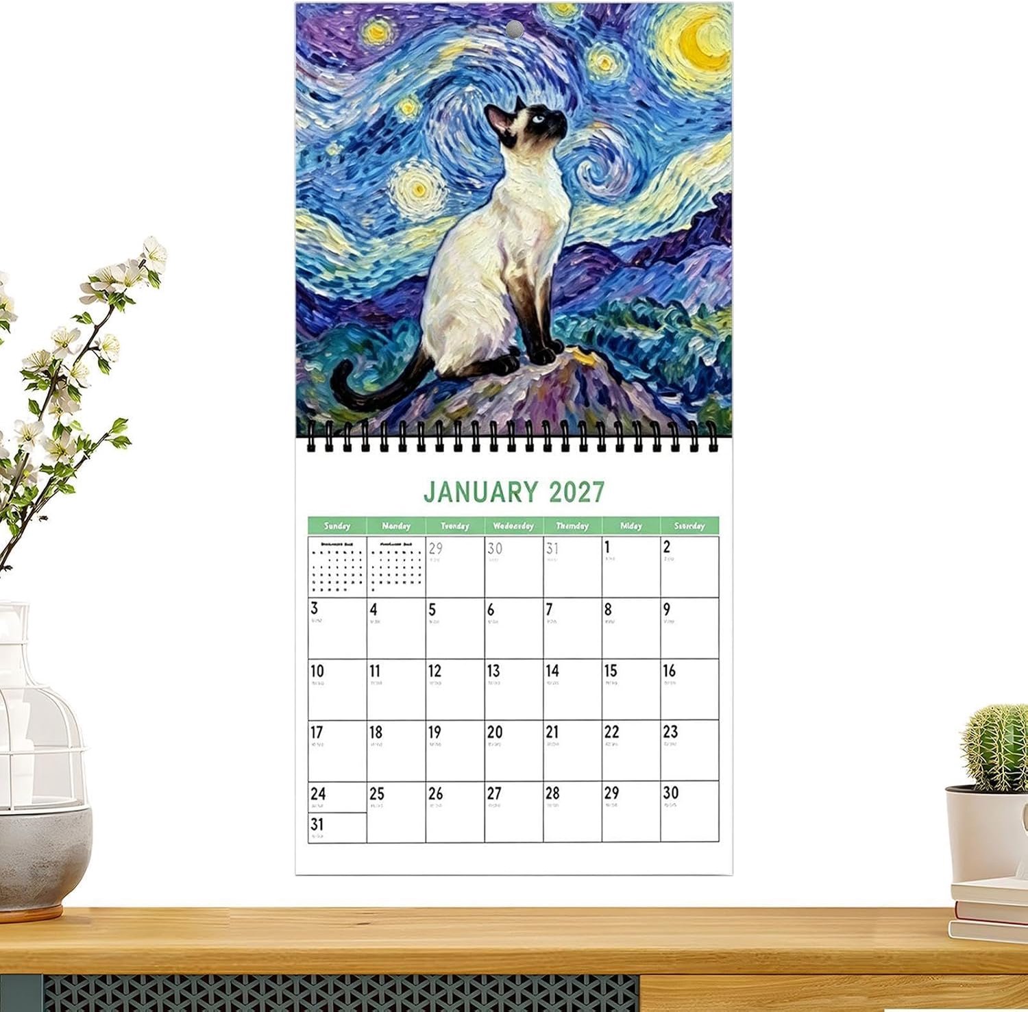Artistique Drôle à Chat 12 Mois Calendrier Chat Drôle Agenda