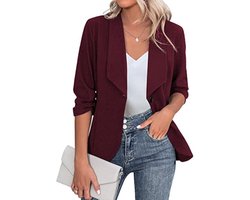 UNibelle Dames blazers 3/4 ruches mouw pak jassen open voorkant lichtgewicht casual blazer jassen