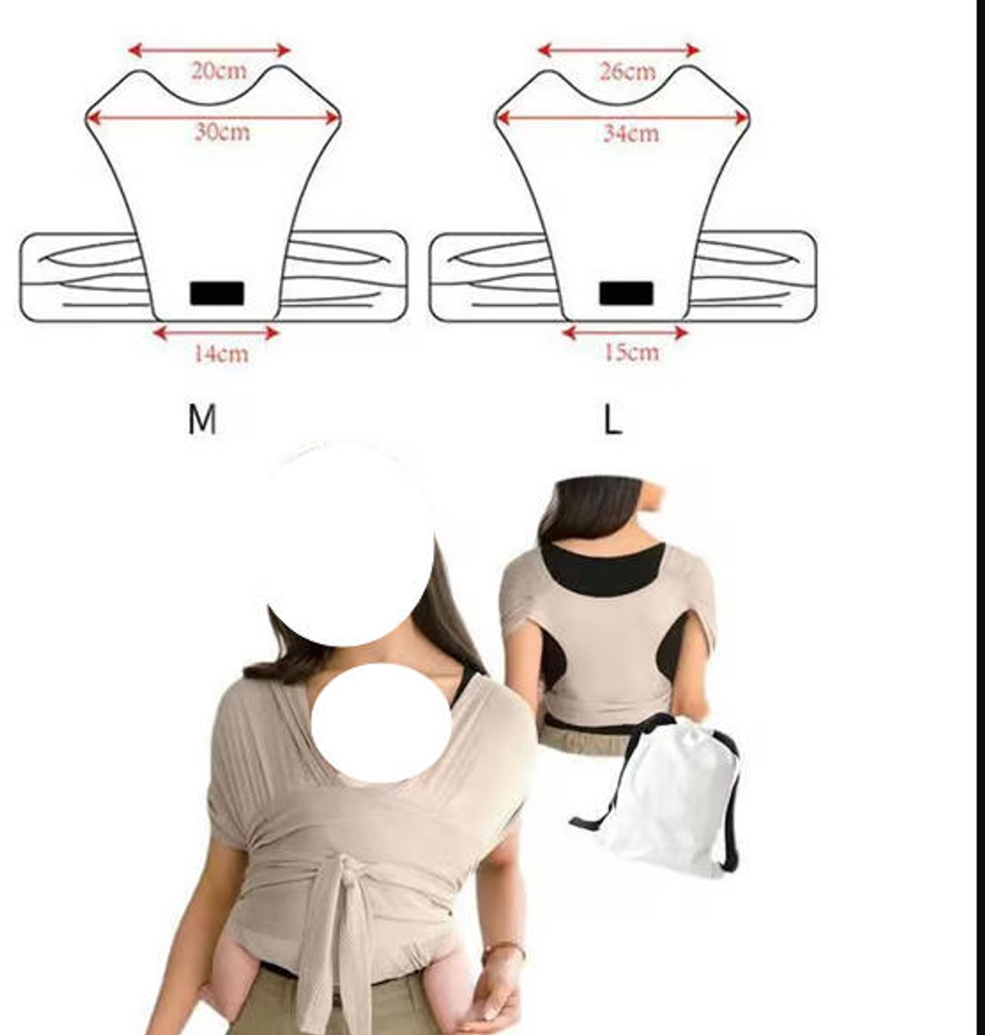 Verstelbare universele babydrager, enkel stuk, ademend mesh-materiaal - bruin, maat M