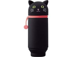 LIHIT LAB. PuniLabo Stand Up Pen Case (Pen Holder), Black Cat, 2.9 x 8.3 inch (A7714-3)