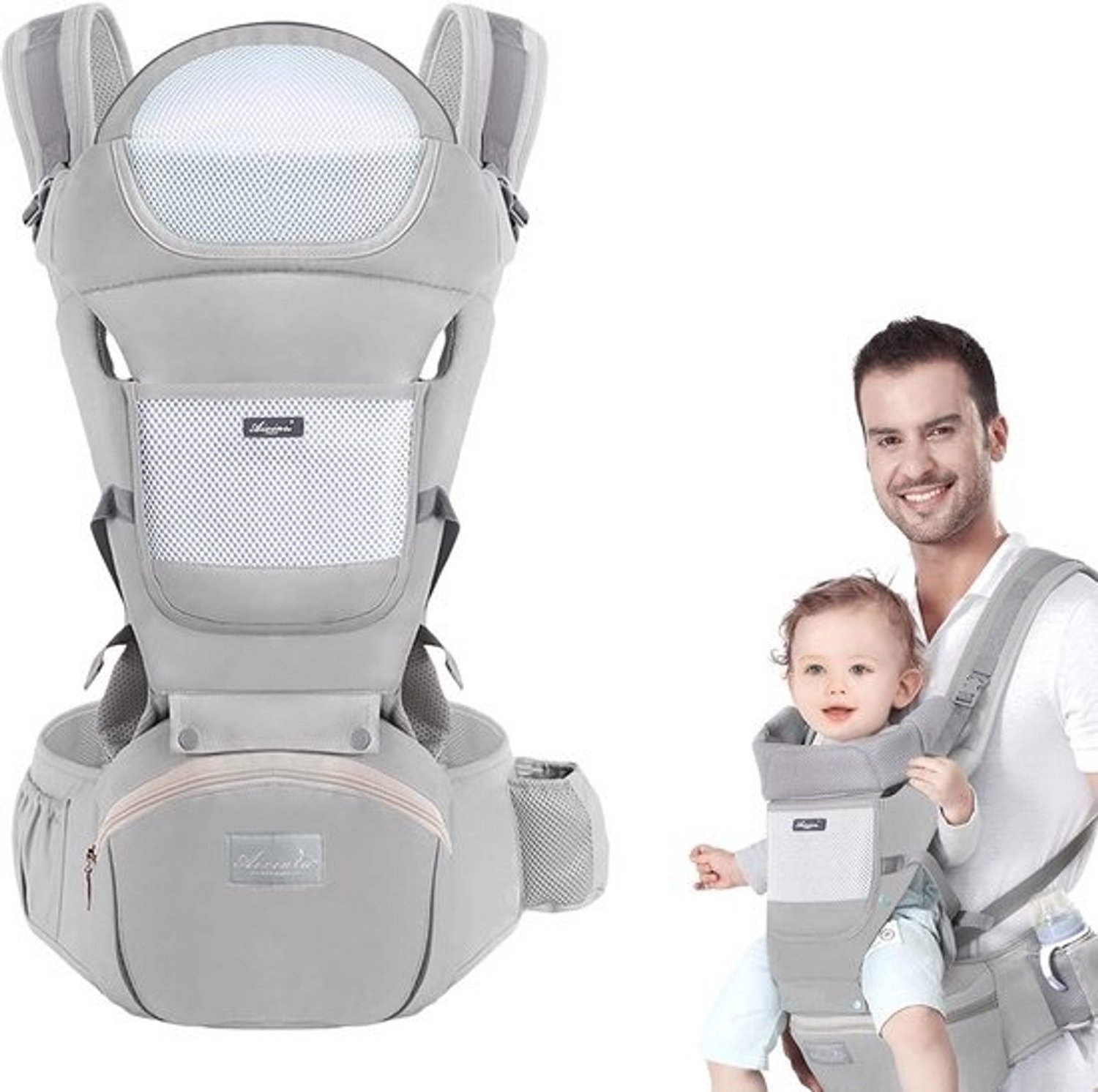 9-in-1 draagzak met heupzitje - ergonomisch voor baby en peuter - alle seizoenen