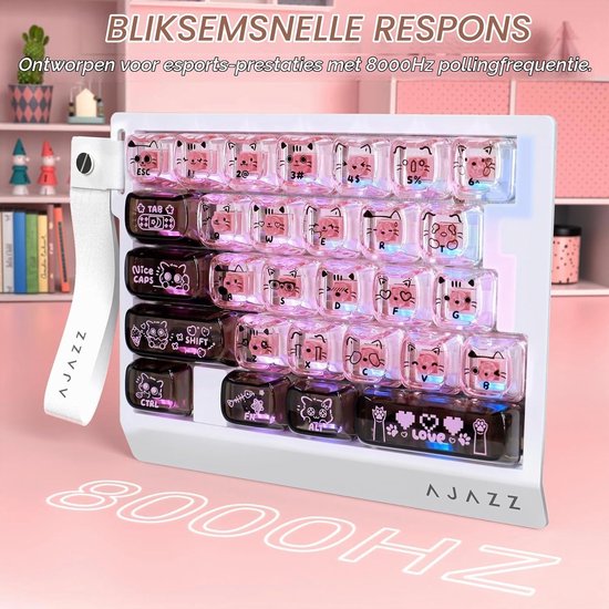 Ergonomisch 29 Toetsen Gaming Toetsenbord met RGB Verlichting voor Eén Hand - Zwart Roze — afbeelding 4