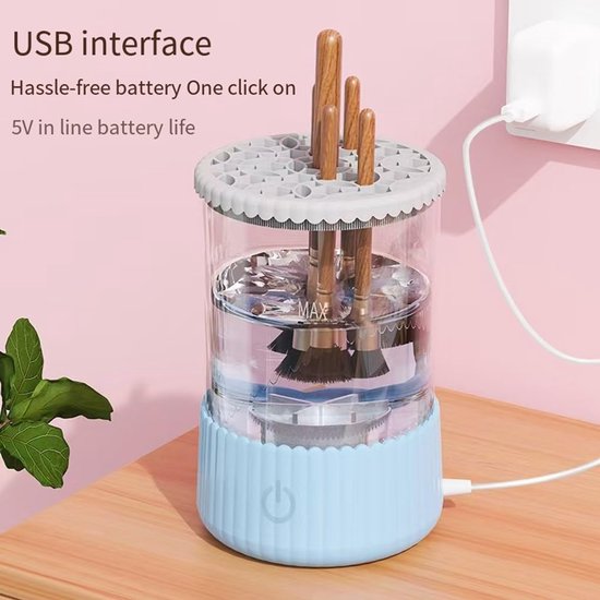 Drogende elektrische borstelreiniger Geschikt voor verschillende borstelmaten Volledig automatische snel drogende elektrische make-upborstel ABS, roze — afbeelding 4