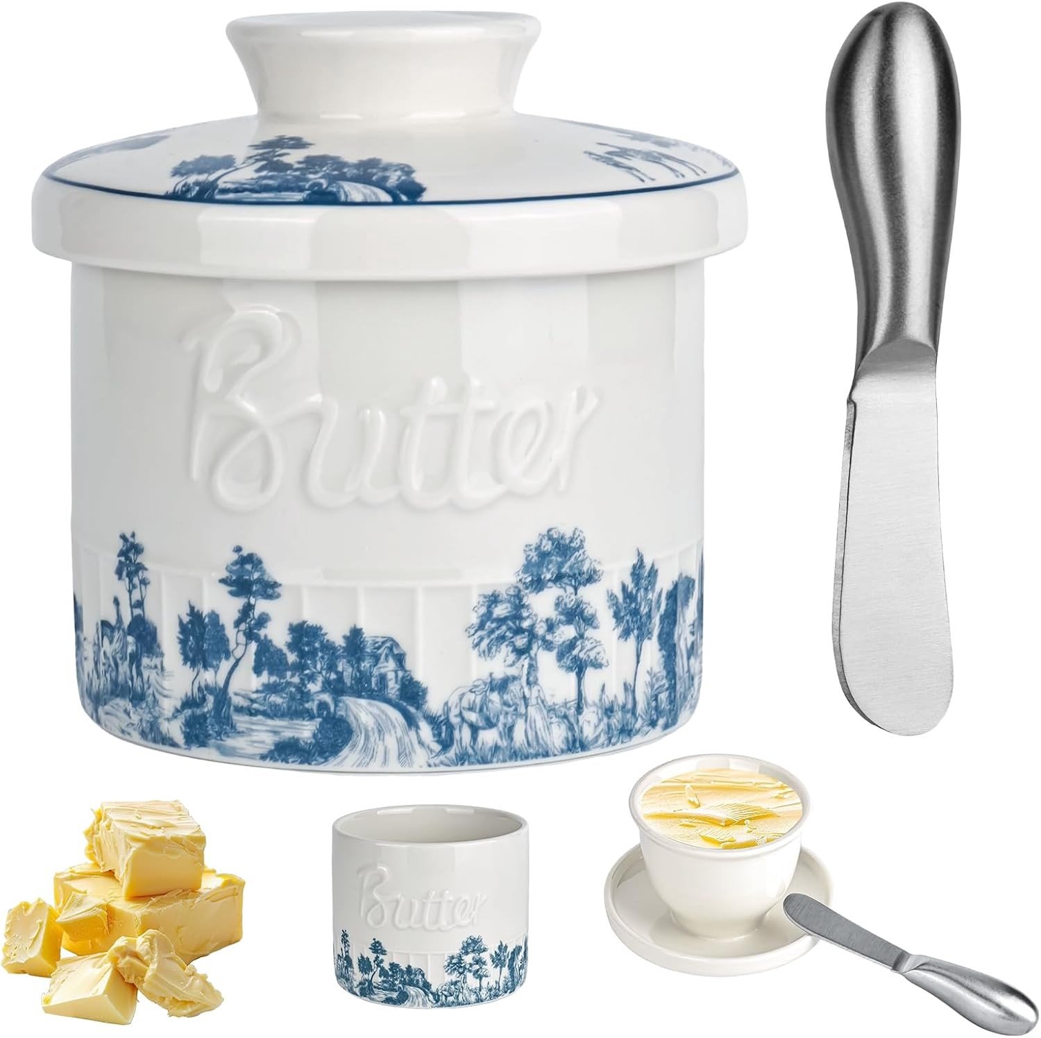 Keramische Boterbel met Botermes - Watergekoeld - Hoogwaardige Keramiek - Voor Verse Boter