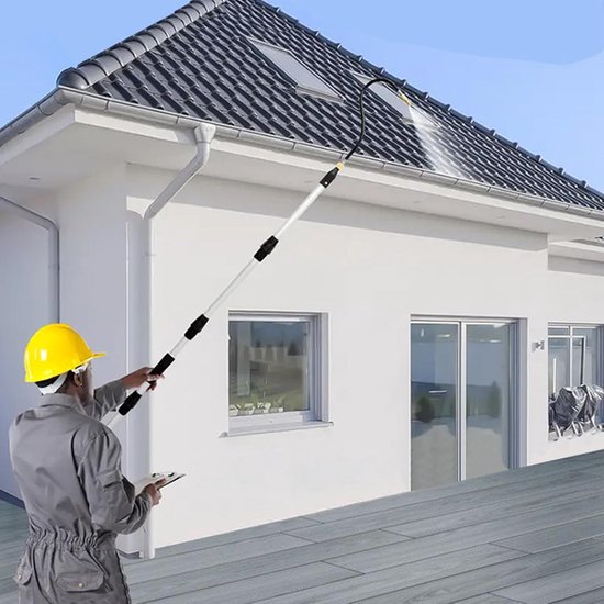 Telescopische dakgootreiniger, roterend metalen verlenggereedschap voor bladeren, puin en twijgen, groot bereik, dak- en zwembadreiniging buiten, duurzaam, zwaar uitgevoerde -onderhoudsgereedschap — afbeelding 5