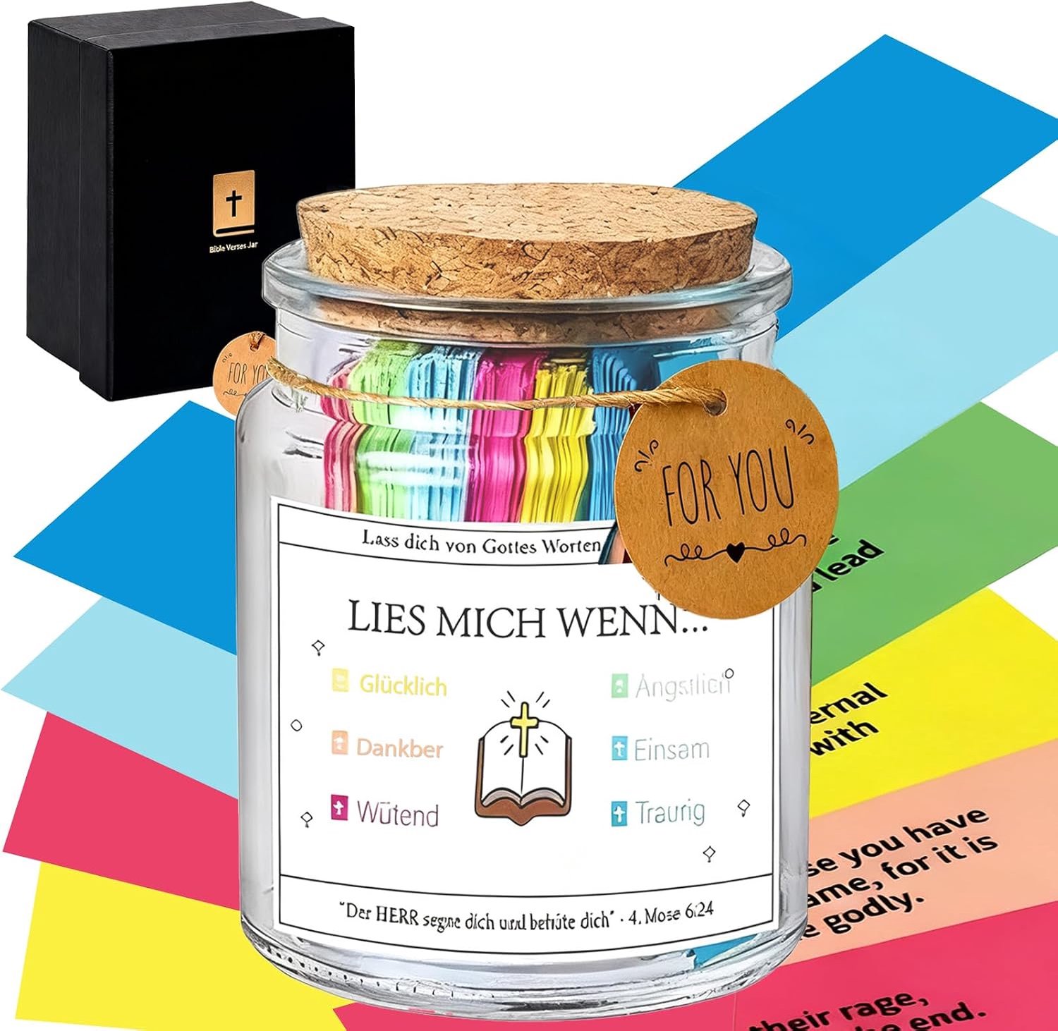 dcas Glas met bijbelverzen, 90 Bijbelverzen in glas, De Hope Jar Bijbelverzen, inspirerende Bijbelverzenpot, hoop jar christelijk cadeau voor Pasen, Bijbelpot met deugden(met geschenkdoos)