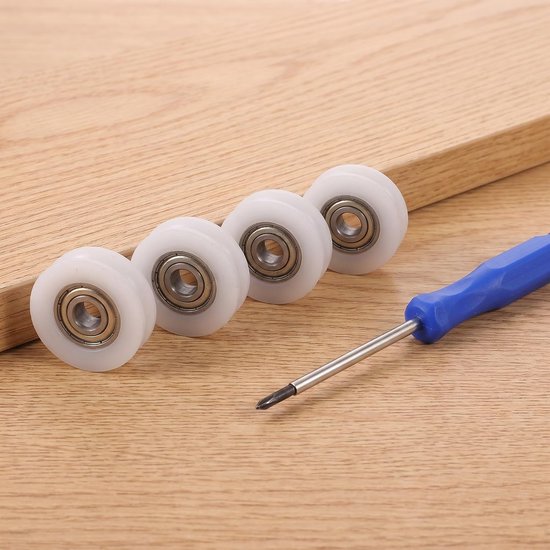 4 Stuks Delige Duurzame Schuifdeurwielen voor Kassen Douchedeuren Kunststof Roestvrij voor Soepele Stille Beweging Universele Vervanging van Schuifdeuren in Tuin Badkamer — afbeelding 2