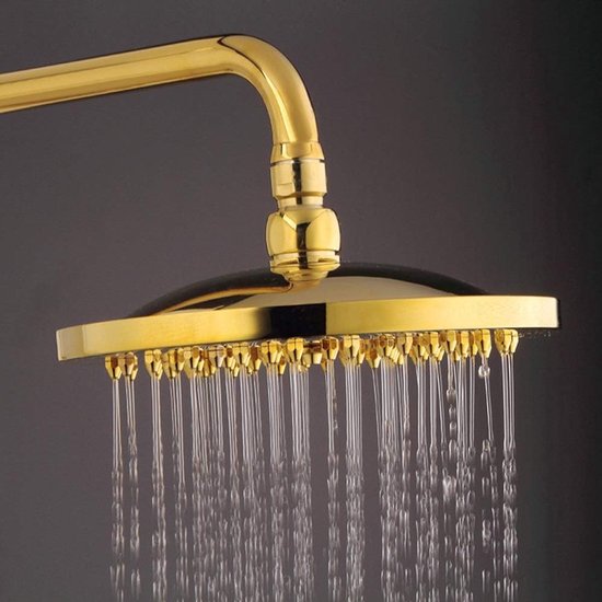 Mixer Douche Set Douche Set Alle Koper Goud Europese Badkamer Douche Set Handdouche Systeem is Onder Druk Lifting Rod Ronde Top Spray Douche Kraan 3 Functionele Band Mooie Praktische Bat — afbeelding 3