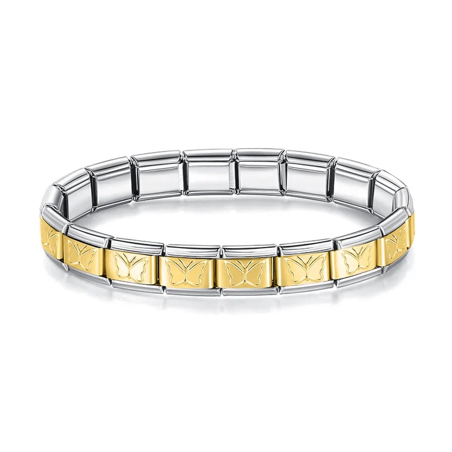 Armband Zilver met Gouden Vlinders