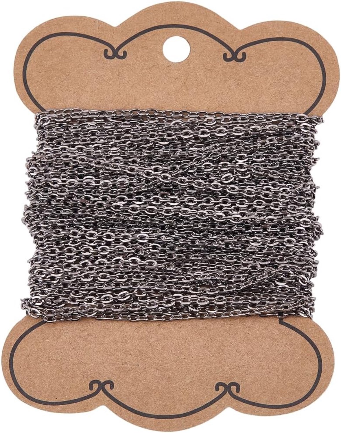 Zwarte metalen ketting, 10 meter, rol met 3 x 2,2 mm, plat, ovaal, O-vorm, gelast, lang, extender, accessoires voor het maken van sieraden, armbanden, halskettingen, doe-het-zelf