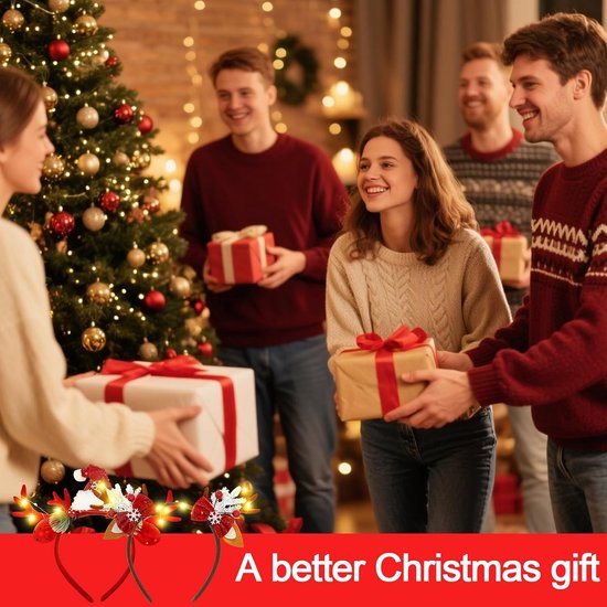 2 stuks kerstgewei haarband, kersthaarband, kerstgewei, haarband, Kerstmis, verlichte kersthoofdbanden met led, kersthaarband voor Kerstmis, vakantie, feest — afbeelding 4
