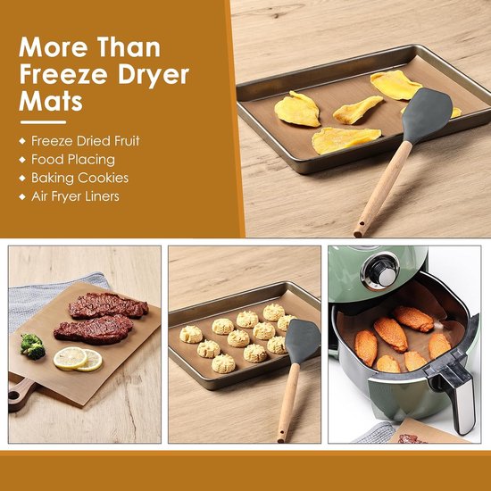 10 stuks dienbladen set voor Harvest Right Freeze Dryer Trays – herbruikbare accessoires voor vriesmachines, glasvezel, helpt voorkomen dat levensmiddelen plakken (17 x 27 cm, goud) — afbeelding 4