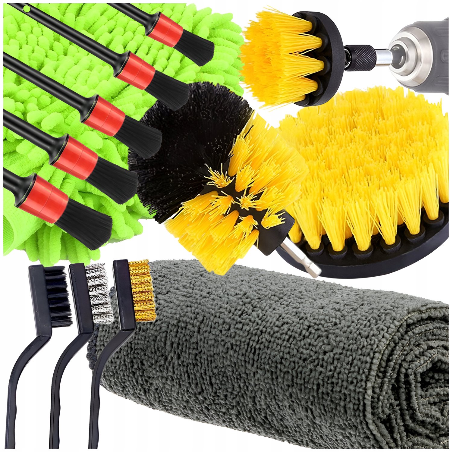 13-delige Autodetailing Set: Borstels & Doeken voor Grondige Reiniging