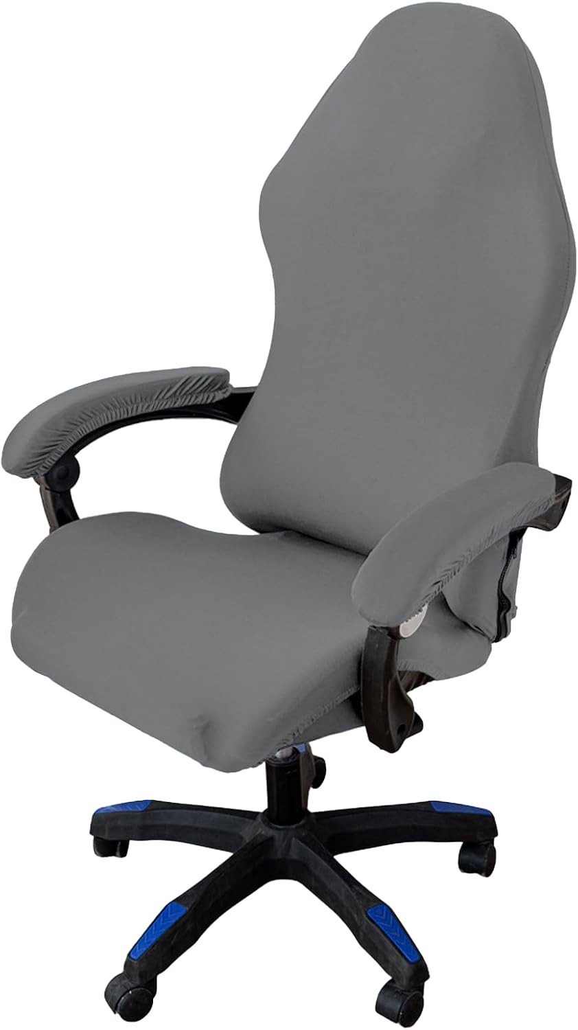 Set van 4 Rekbare Stoelhoezen voor Kantoorstoelen met Armleuningen - Wasbare en Verwijderbare Hoezen voor Computerstoelen in Lichtgrijs, Bescherming en Stijl voor Jouw Kantoorinterieur