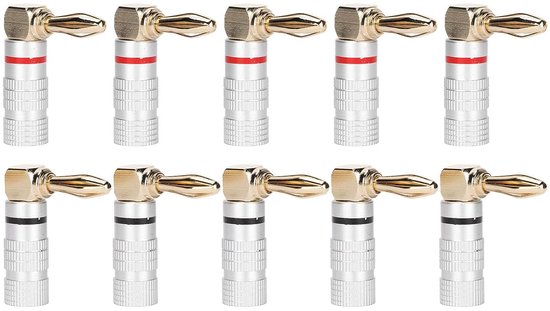 10 Stuks Haakse Banaanstekkers, 24K Vergulde Aluminium Behuizing — afbeelding 5