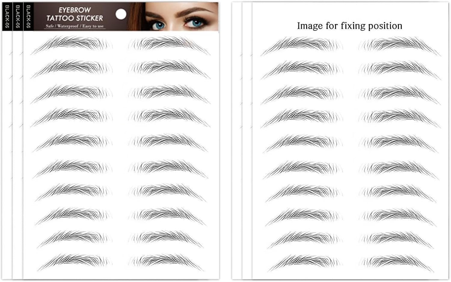 6 vellen 6D wenkbrauw waterdichte tattoo stickers (Zwart-06)