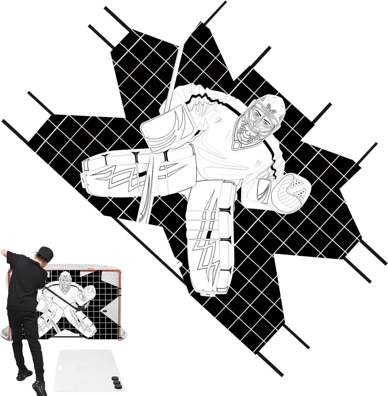 Dartbord voor hockeykeepers, voor het schieten van trainingsdoelen van polyester, precisietrainer voor hockey, praktijk om op ijs te schieten, voor de achtertuin