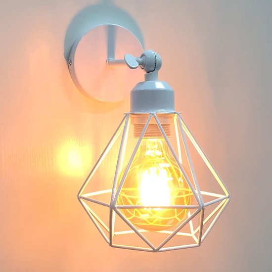 2 stuks Muurlampen Binnen Vintage Wandlamp Industriële Plafondlamp metalen kooi design Ø 160 mm Retro Verstelbare 180° verlichting voor Keuken Woonkamer Slaapkamer — afbeelding 4