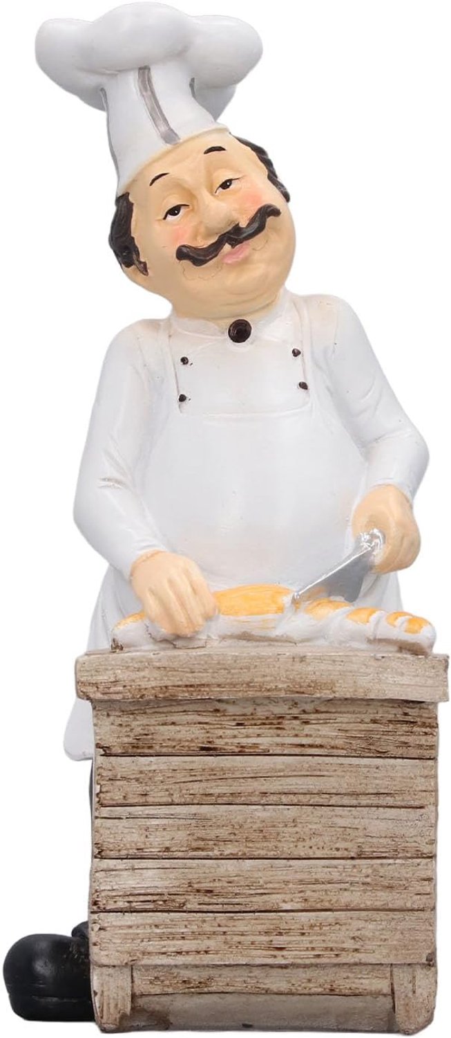 Hars Chef Standbeeld, Decor Beeldje Ornament Keuken Decoratie, 3D chef-kok figuur voor huis en tuin, komische vorm met vakmanschap, geschikt om op tafelblad te plaatsen, standaard