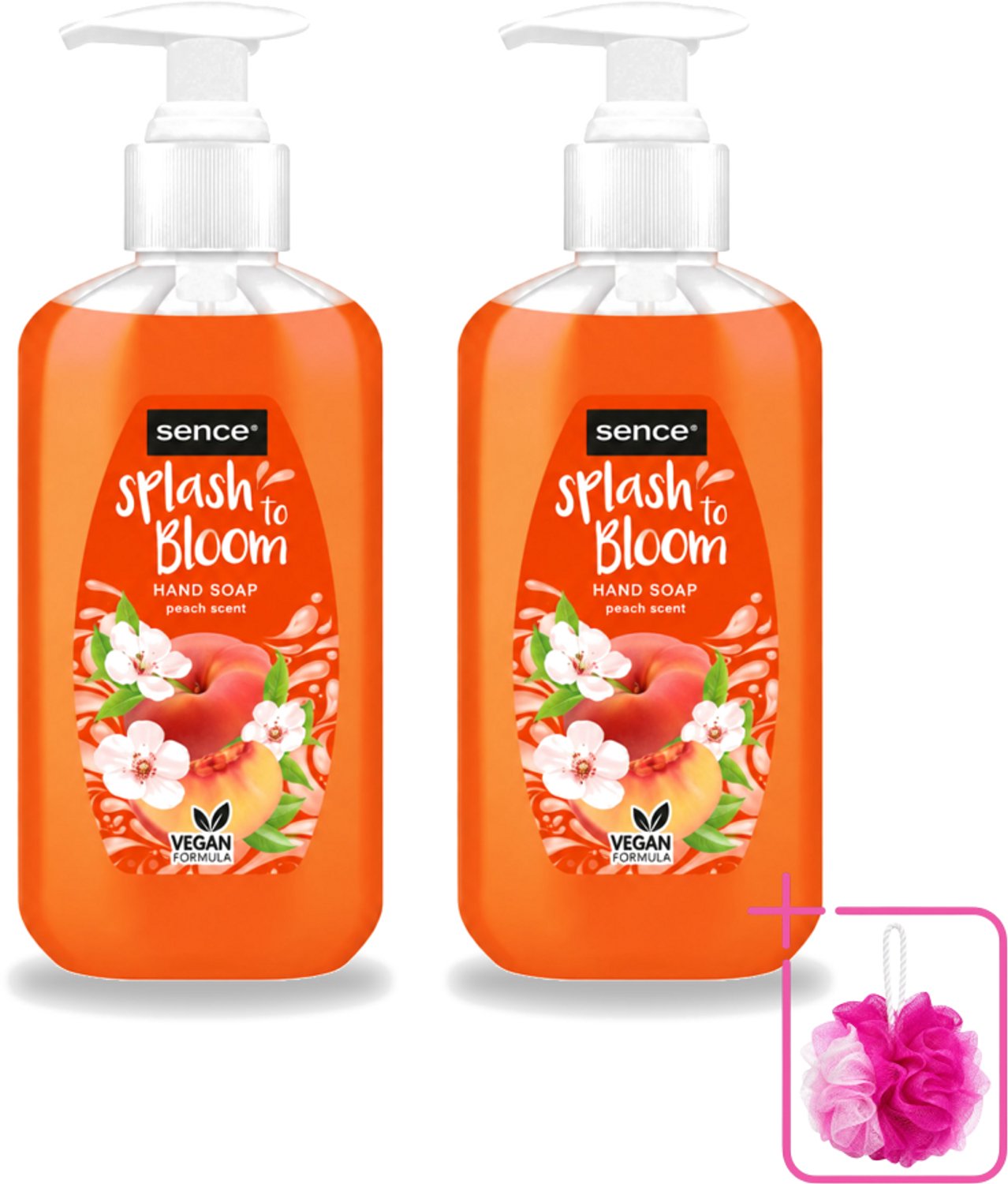 2 x Sence – Handzeep – Splash To Bloom Peach – 500 ml - Bulkverpakking - Handzeep - Douchemop - Perzikgeur