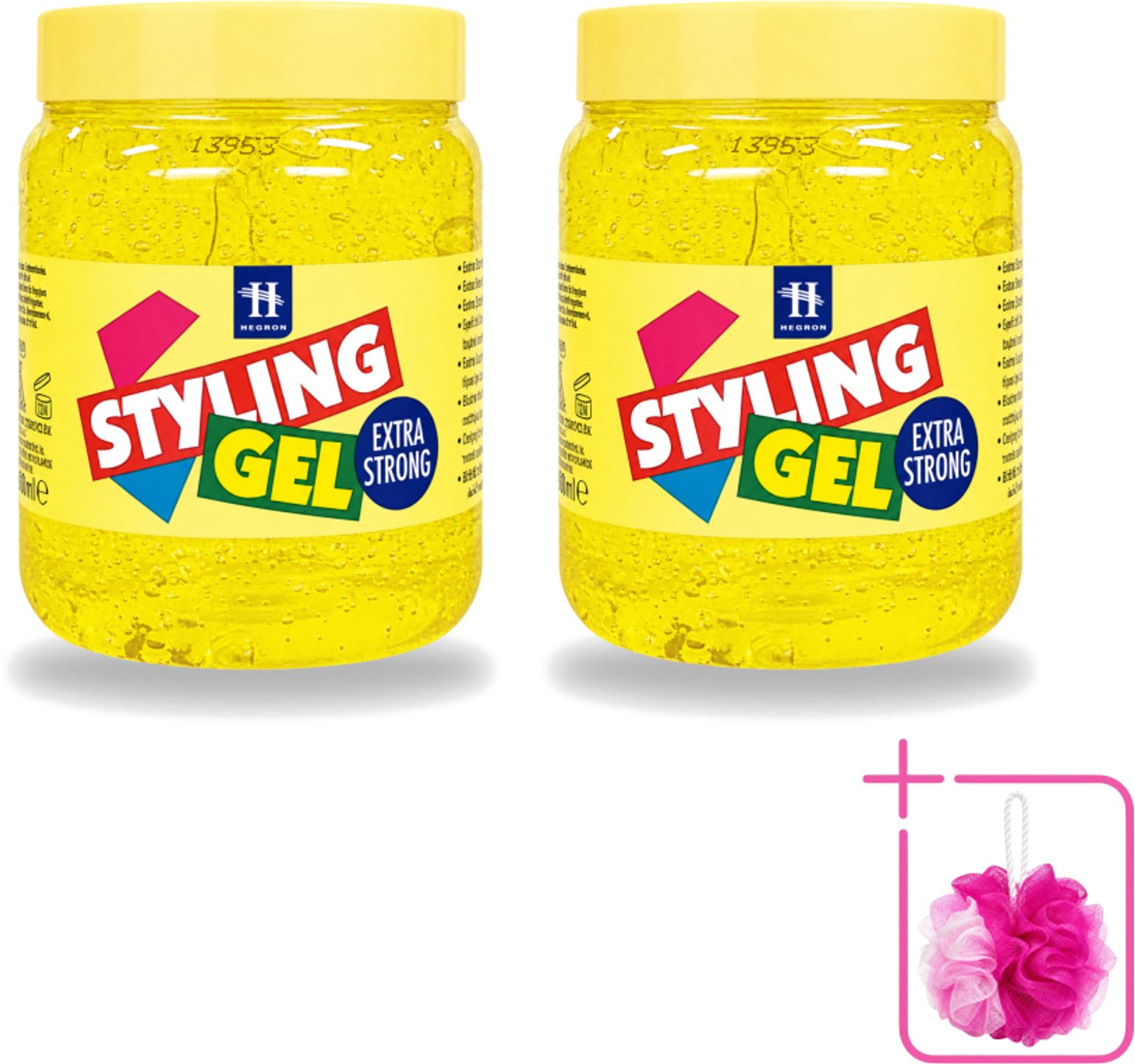 2 x Hegron - Styling Haargel - Extra Strong - Voor Sterke Fixatie - 500 ml - Bulkverpakking - Haarkleur - Douchemop - Haartype