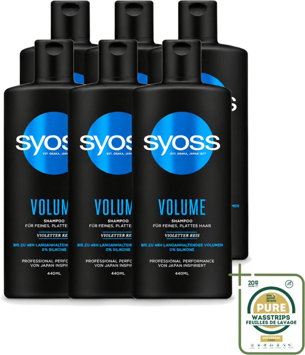 6 x Syoss – Shampoo – Volume – 440 ml - Wasstrips - Volume Shampoo - Volume Haar - Fijn Haar - Slap Haar - Body Haar