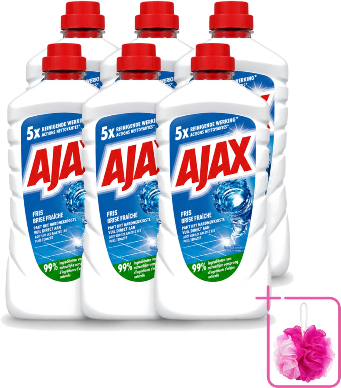 6 x Ajax – Allesreiniger – Fris – 1000 ml - Bulkverpakking - Allesreiniger - Douchemop - Frisheid