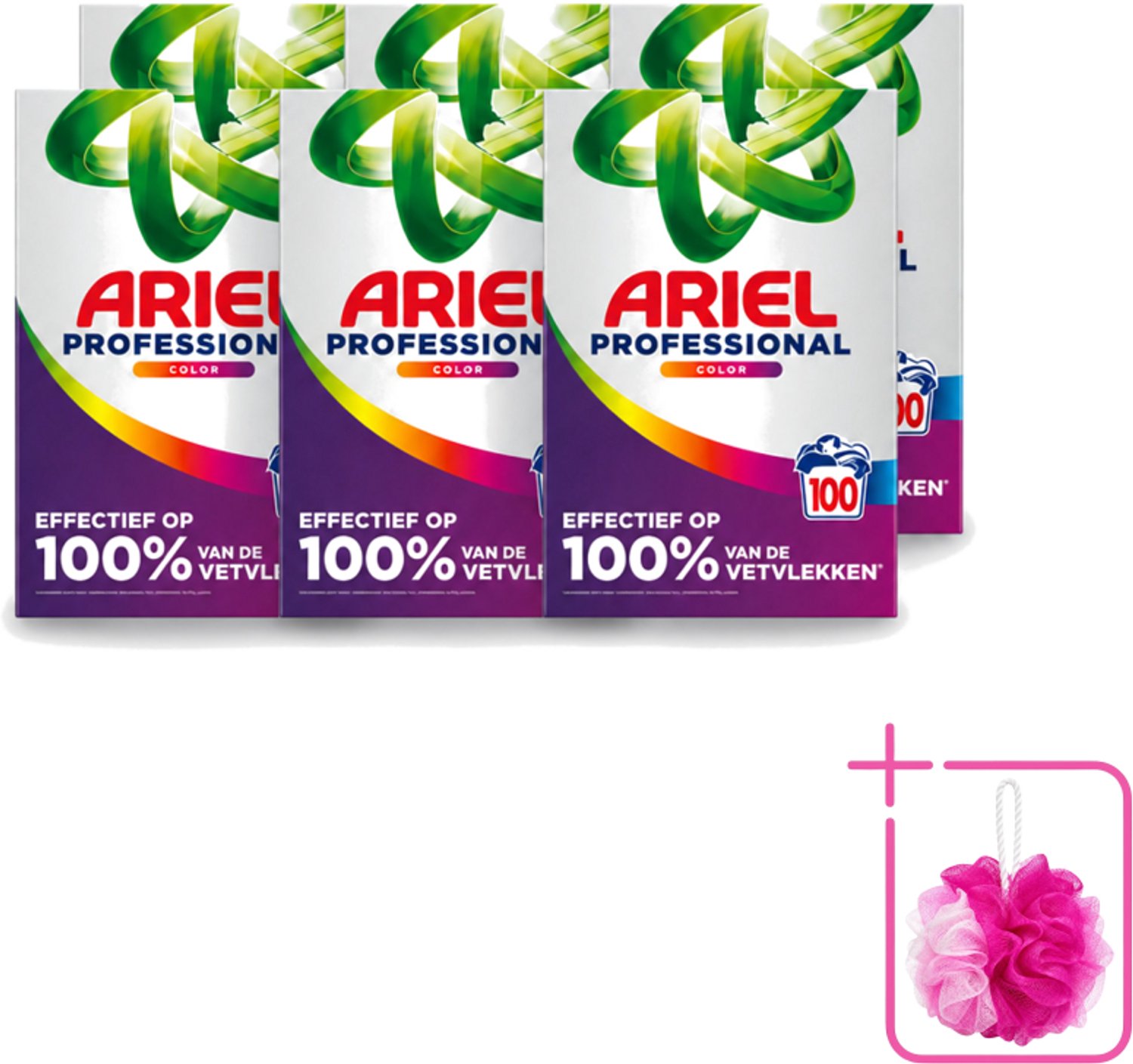 6 x Ariel – Waspoeder – Professional Color – 100 wasbeurten - 5,5 kg - Bulkverpakking - Waspoeder kleur - Douchemop - Waspoeder voor gekleurde was