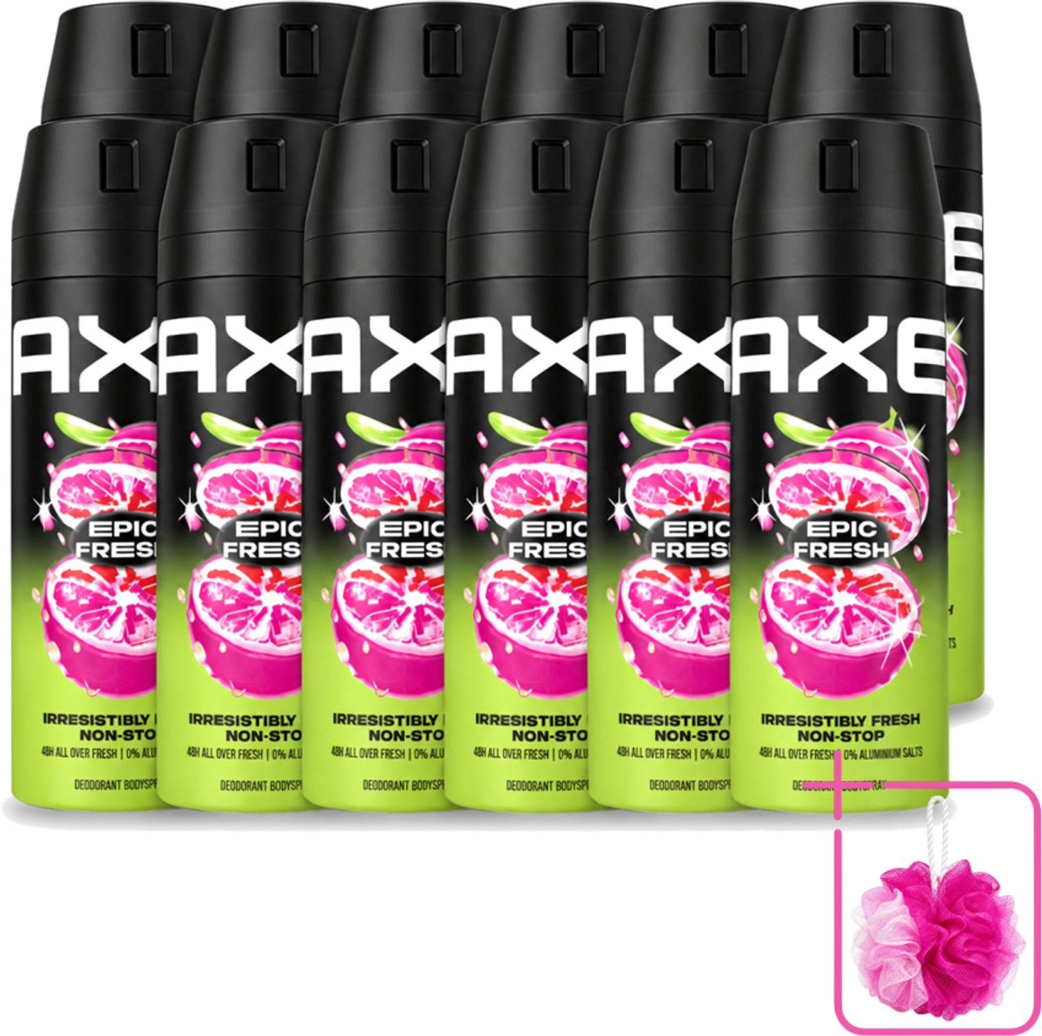 12 x Axe – Deodorant Spray – Epic Fresh – 150 ml - Bulkverpakking - Deodorant spray - Douchemop - Zweetgeur bestrijding