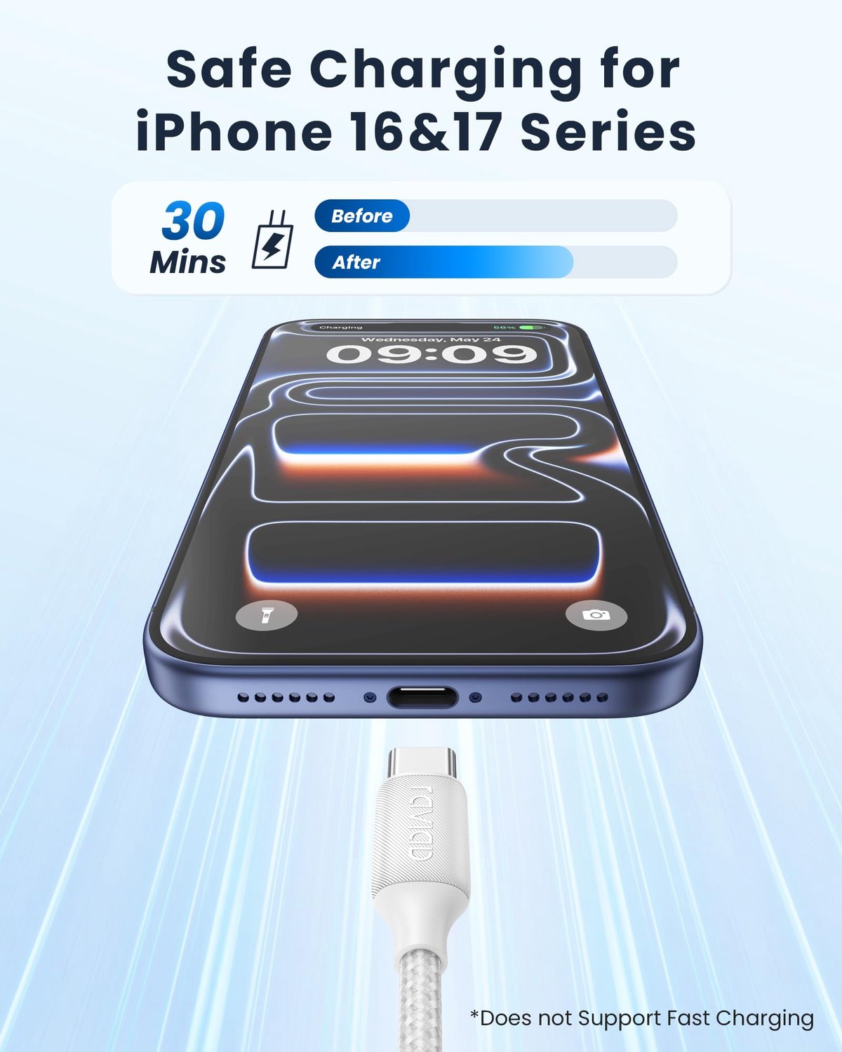 RAVIAD USB C-kabel [2 m] snellaadkabel 3,1 A USB C oplaadkabel en datakabel - ShopVlot