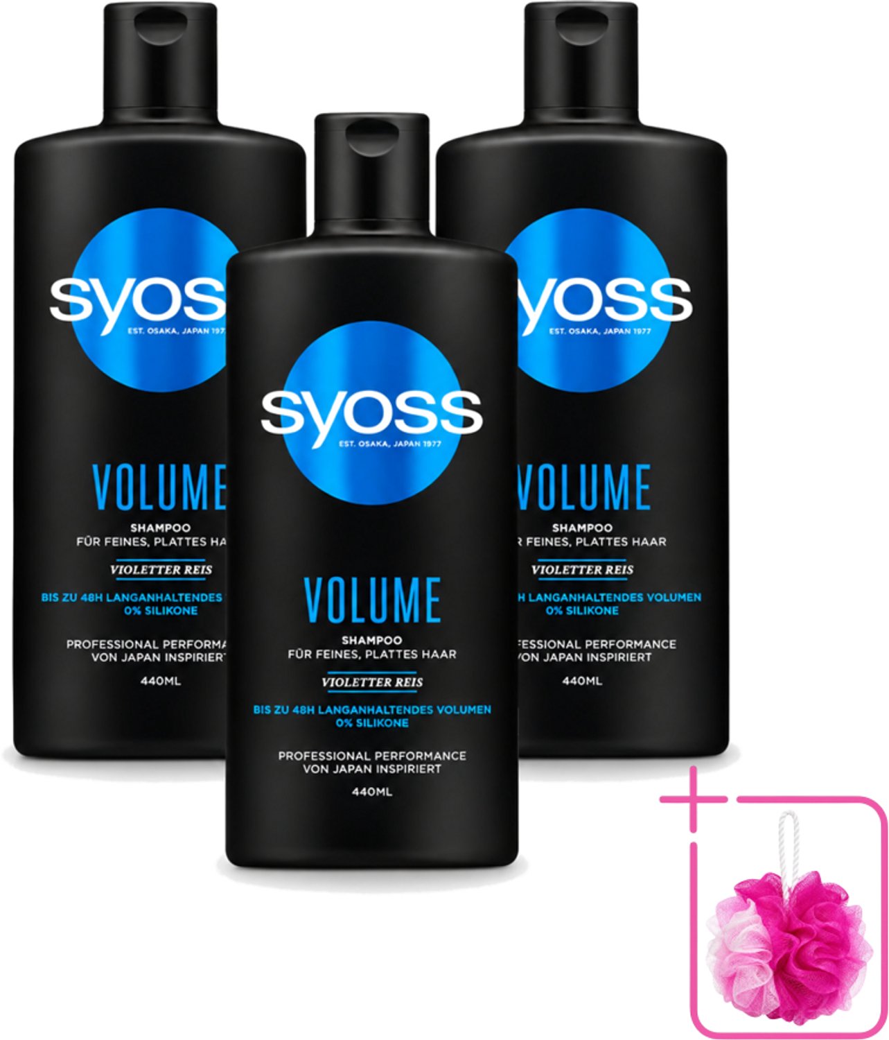 3 x Syoss – Shampoo – Volume – 440 ml - Bulkverpakking - Volume shampoo - Douchemop - Fijn haar shampoo