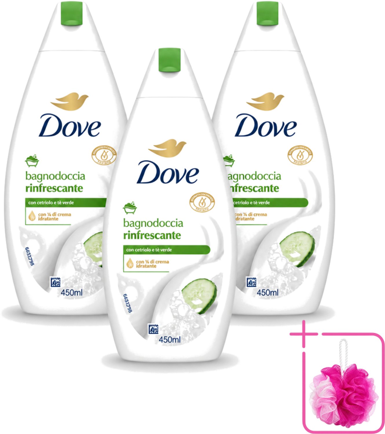 3 x Dove – Douchegel – Refreshing – 450 ml - Bulkverpakking - Douchegel - Douchemop - Frisheid