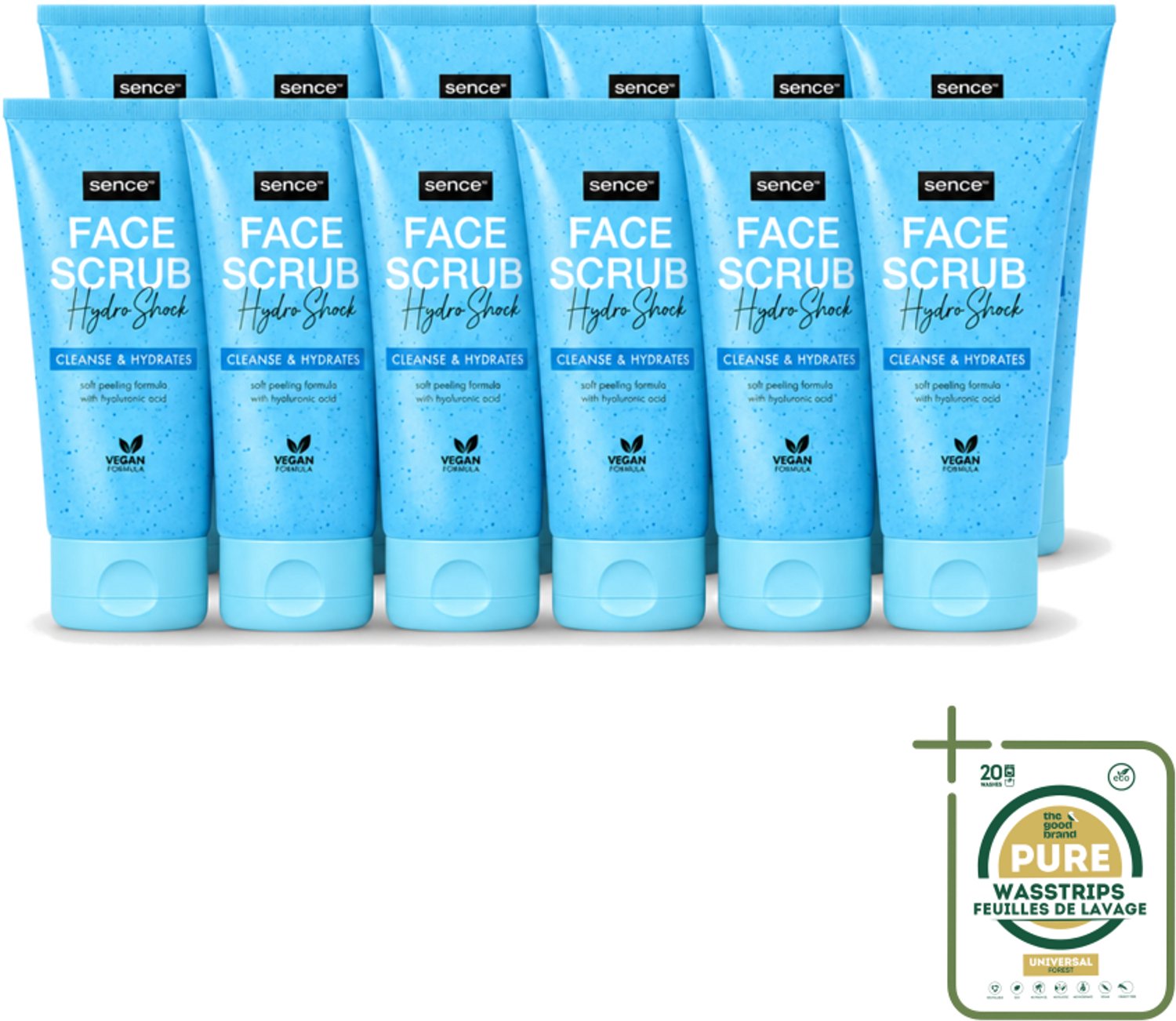 12 x Sence - Alle Huidtypes - Gezichtsscrub - Exfoliërend - 150 ml - Wasstrips - Gezichtsscrub - Exfolieer - Huidverzorging - Huidscrub - Huidverzorging