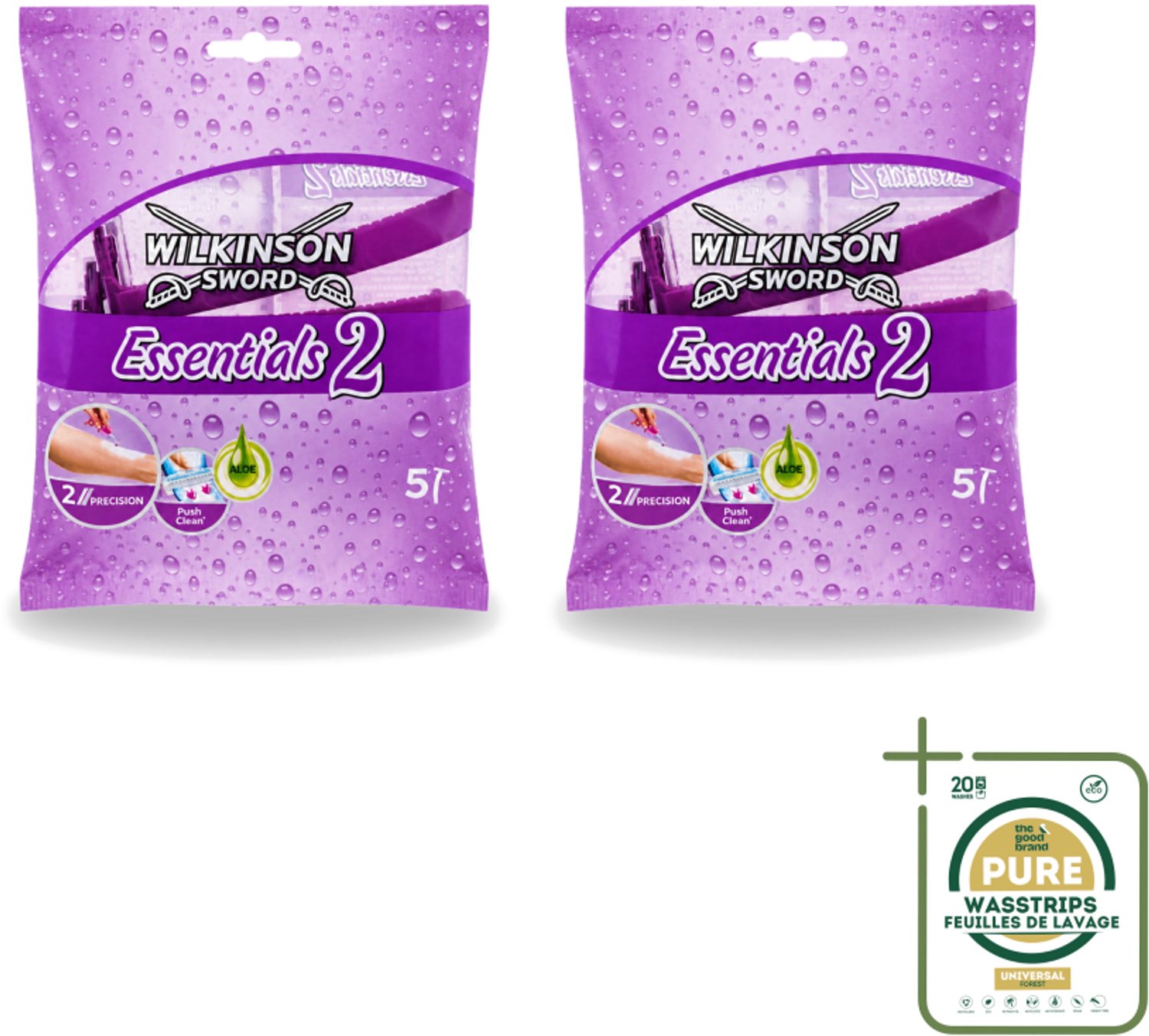 2 x Wilkinson - Wegwerpscheermesjes Essentials 2 - Voor Dames - Antislip Greep - 5 scheermesjes - Wegwerpscheermesjes - Scheermesjes Voor Dames - Antislip Handgreep - Scherpe Mesjes - Dagelijks Gebruik