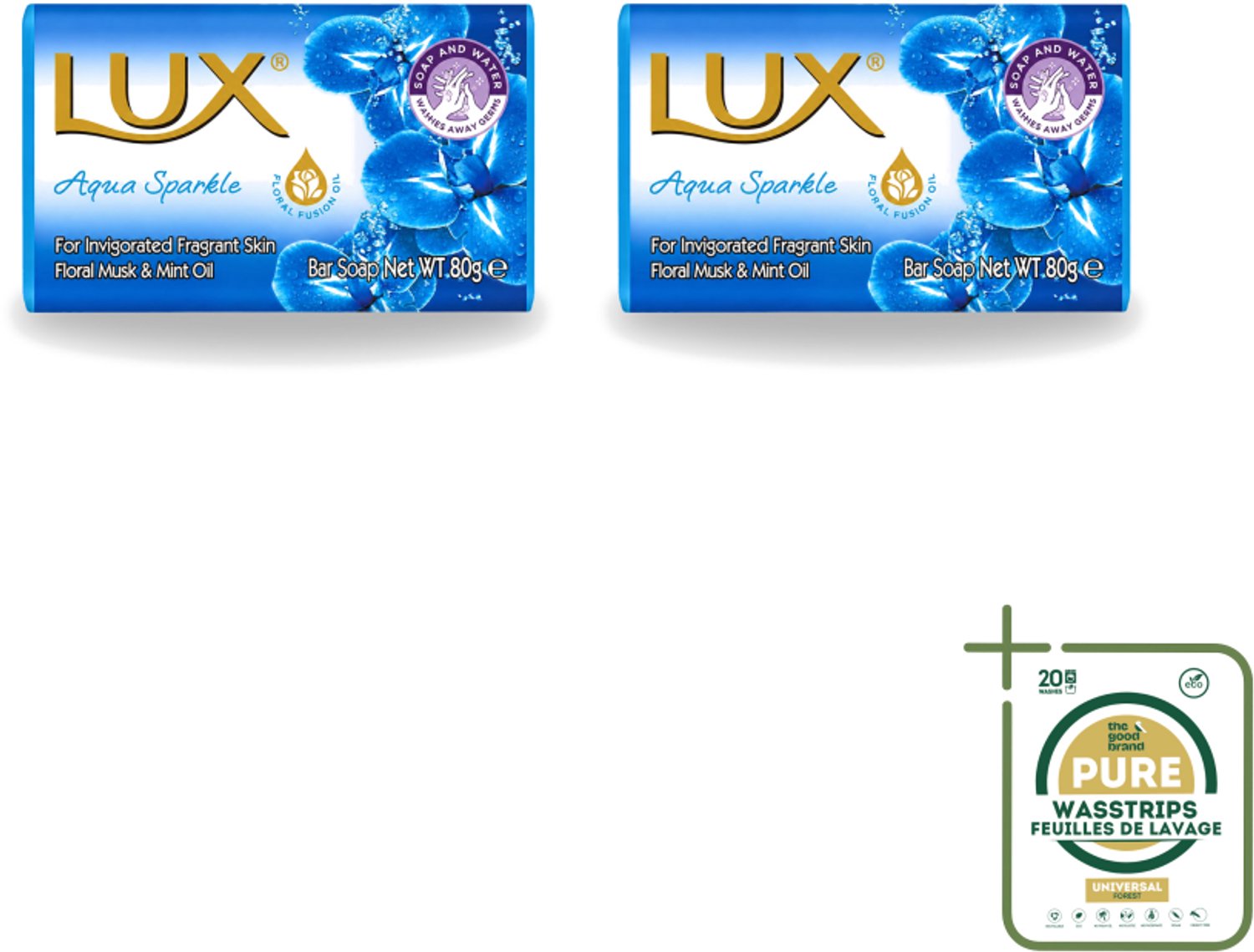 2 x Lux - Zeep - Aqua Sparkle - Hydraterend - Verkwikkende Geur - 80 g - Wasstrips - Zeep - Hydraterende Zeep - Verkwikkende Geur - Zeep Met Aromatische Oliën - Zeep Met Lotus-extract