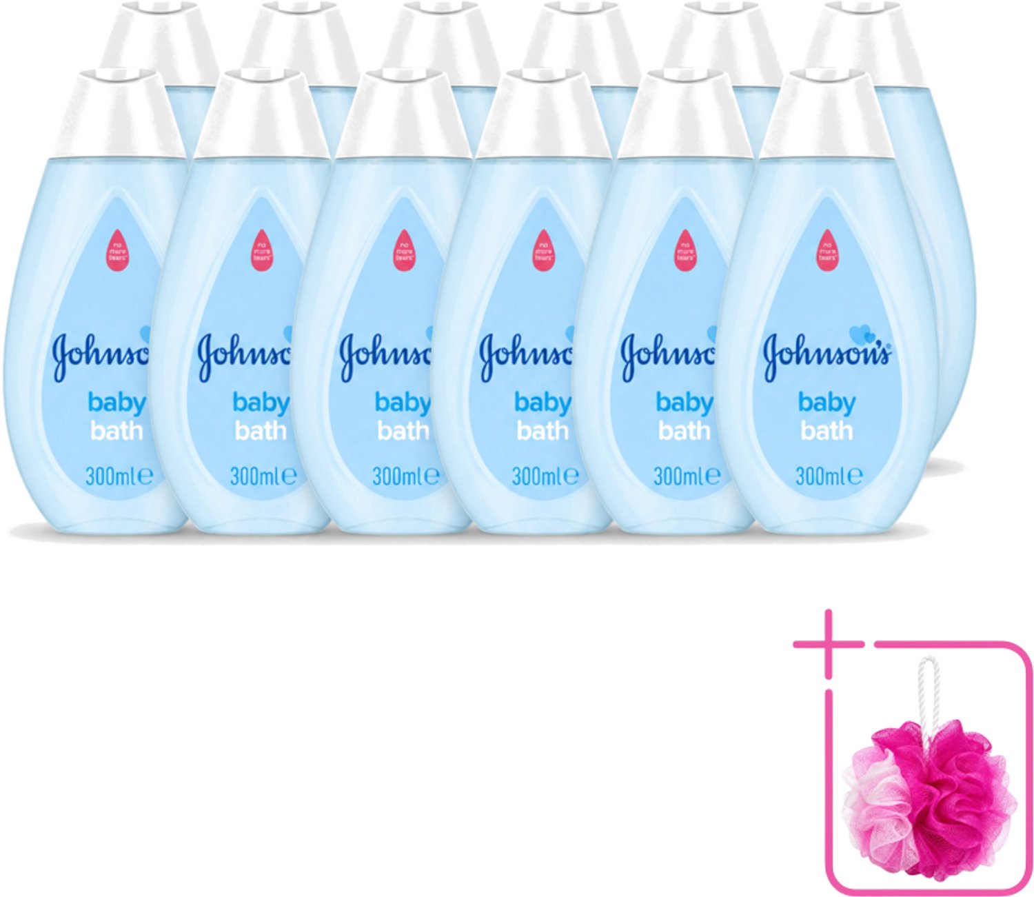12 x Johnson's - Baby Bath - Puur & Zacht - 300 ml - Bulkverpakking - Babybad - Douchemop - Babyzeep