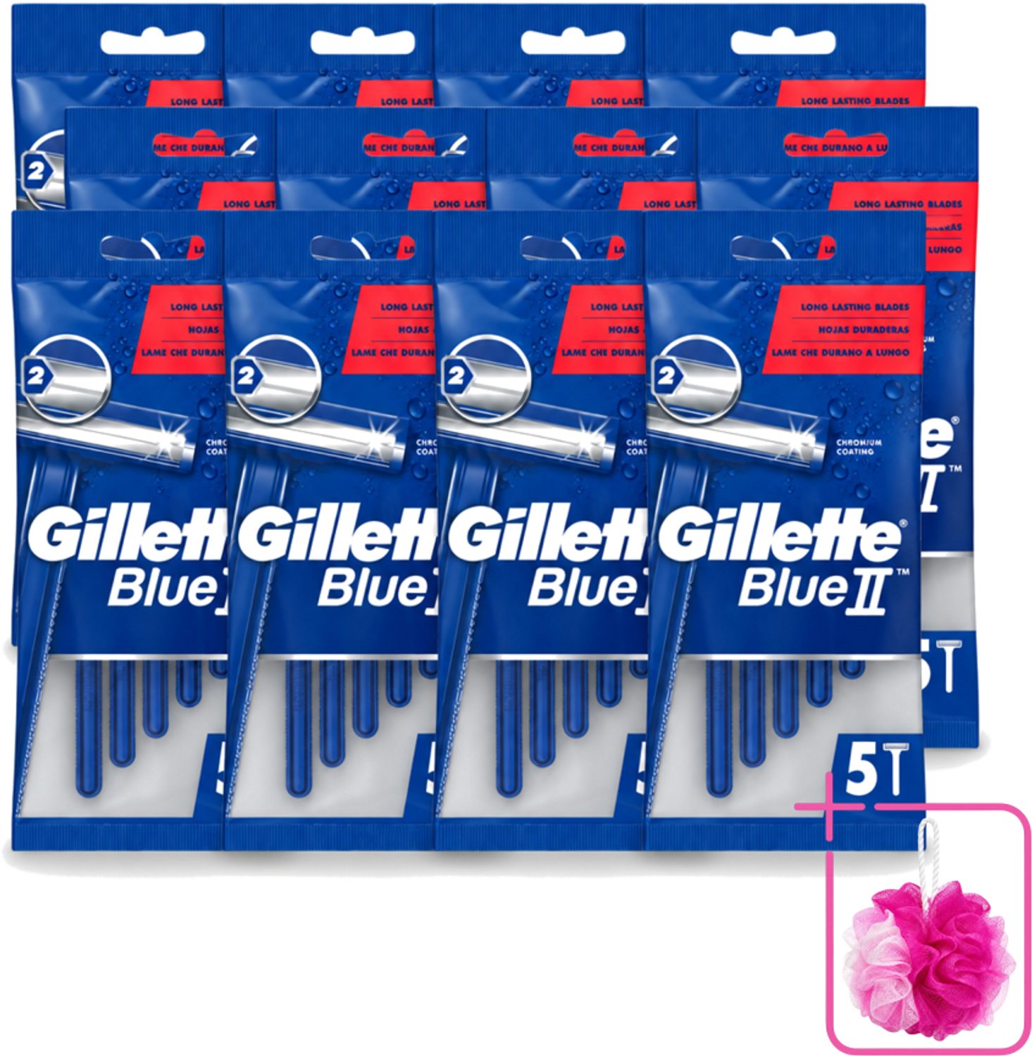 12 x Gillette - Blue II - Wegwerpscheermesjes - Precisie & Comfort - 5 Scheermesjes - Bulkverpakking - Scheermesje - Wegwerpscheermesje