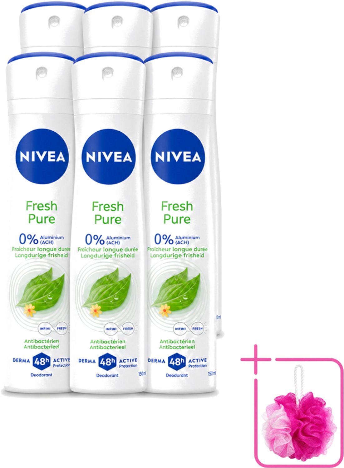 6 x Nivea - Deodorant - Spray - Fresh Pure - Langdurige Frisheid - 150 ml - Bulkverpakking - Geur - Geurbescherming
