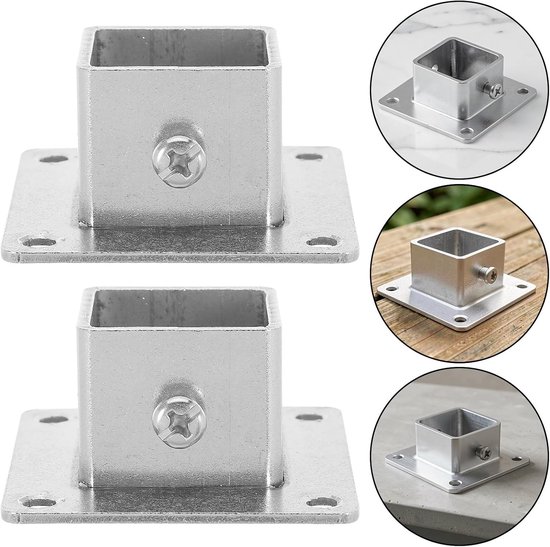 6 Stuks Rvs Vierkante Paalvoet Met Schroeven Stevige Trapleuningpaalvoet Metalen Hekpaalanker voor Balkon Tuin Universele Deck Fence Connector Base — afbeelding 3