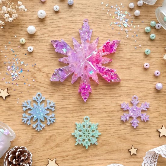 4 stuks kerst sneeuwvlok siliconen vormen, hars kerst gietvormen — afbeelding 5
