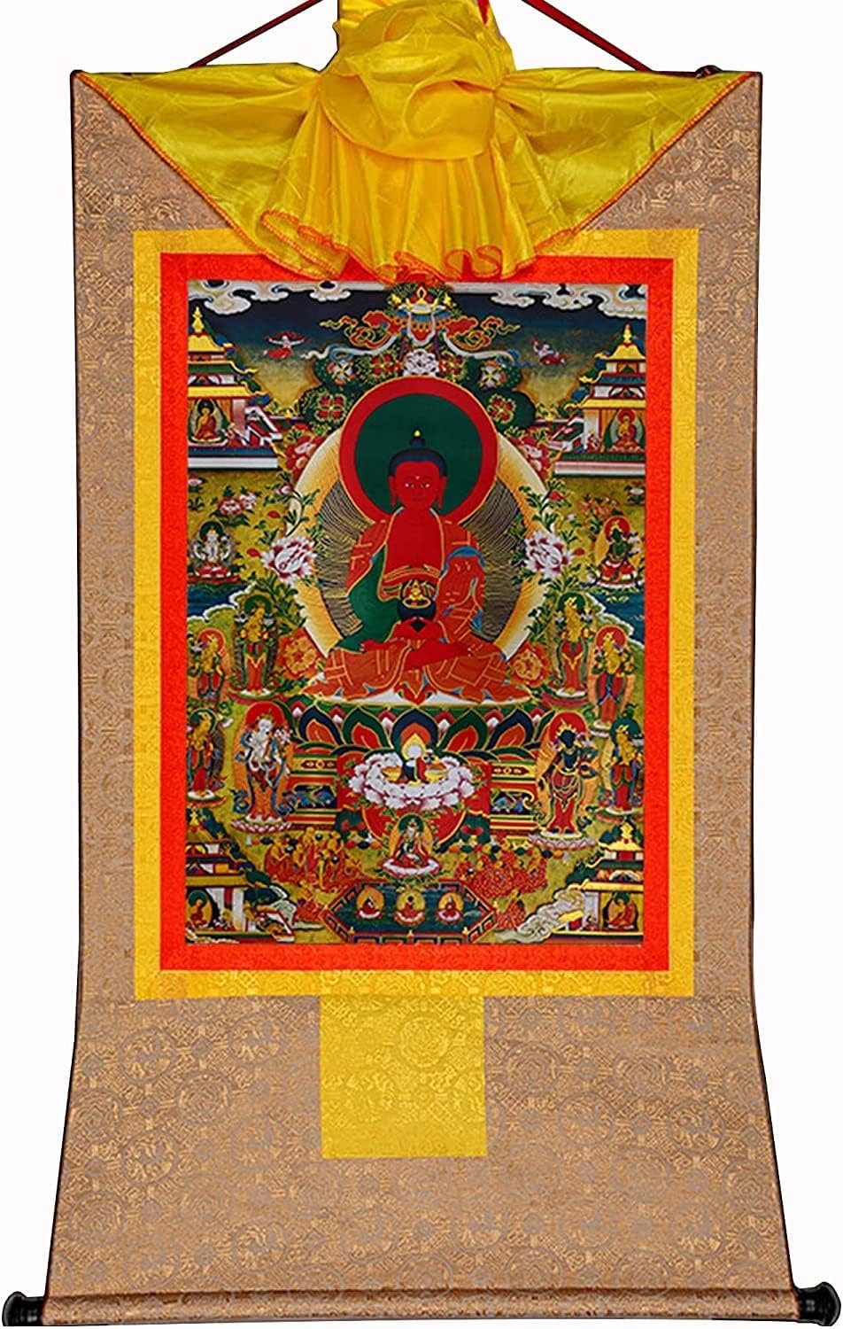 Thangka, Boeddhistische wandtapijten, Tibetaanse decoratiesBoeddhistische wandtapijten, Tibetaanse Thangka, Amidabha in Pure Land, Elysium van het boeddhisme, Sukhavati, Tibetaanse Thangka schilderkun