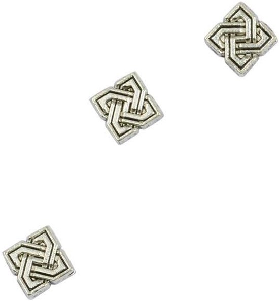 100 stuks Keltische knoop vierkante vorm Tibetaanse zilveren losse kralen sieraden bevindingen — afbeelding 3