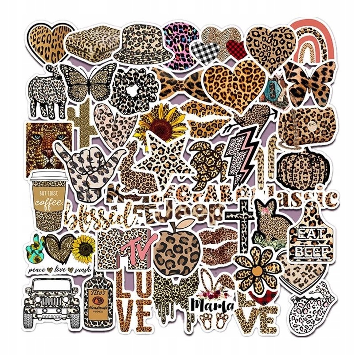 50x Leopard Print Stickers - Waterdicht & Duurzaam