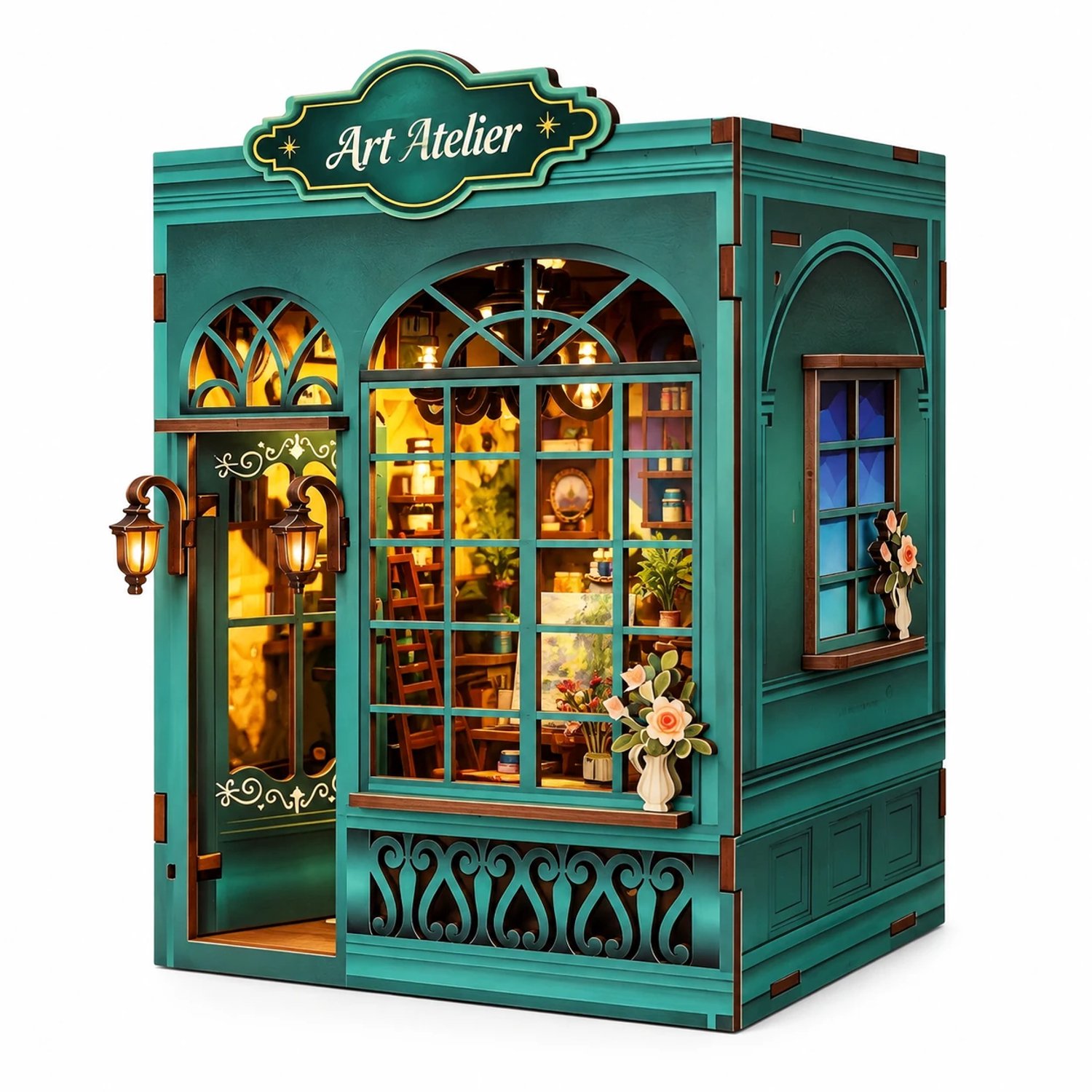 THAR Book Nook Art Atelier – DIY Miniatuur Bouwpakket met LED Verlichting – Houten Modelbouw – 174 Onderdelen – 14+