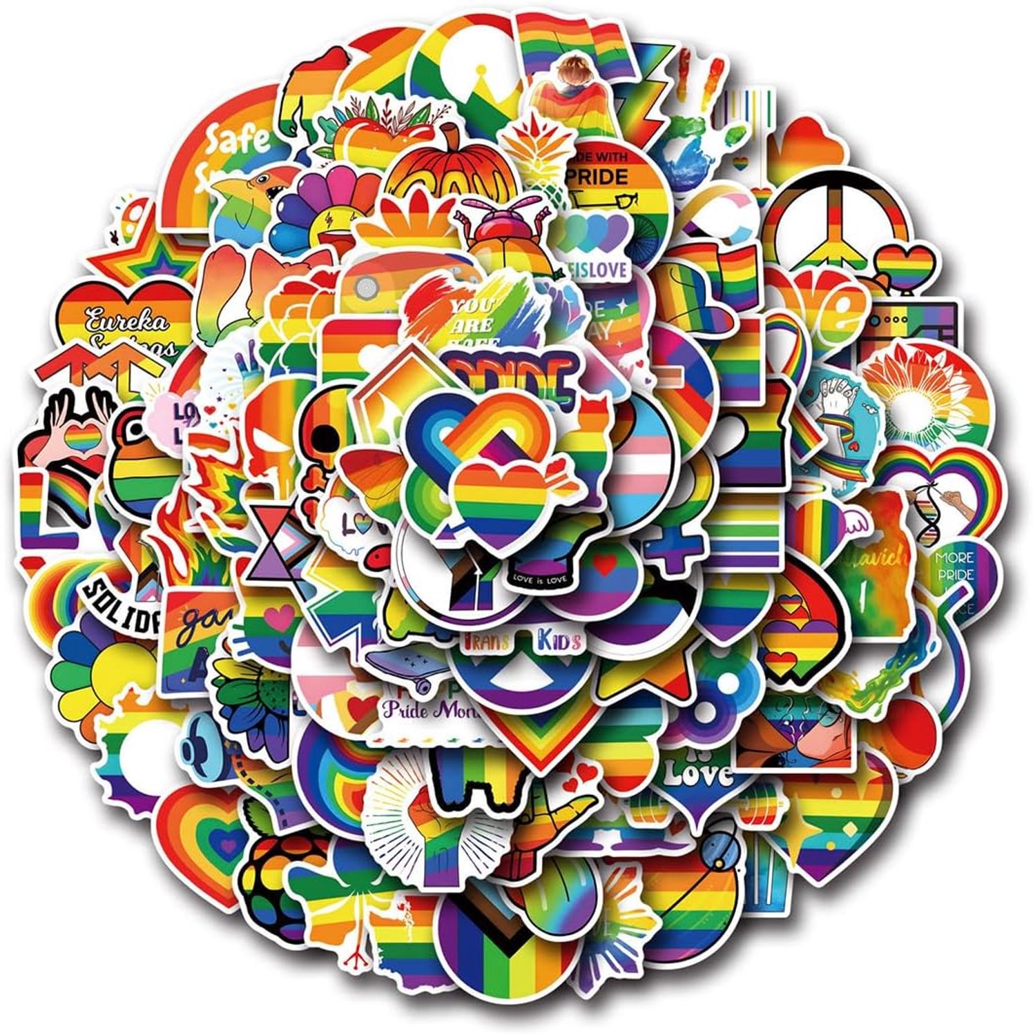 110 regenboog-LGBT-stickers voor zichtbare houder, persoonlijke decoratie met hoge hechting, voor laptop, fiets - ShopVlot